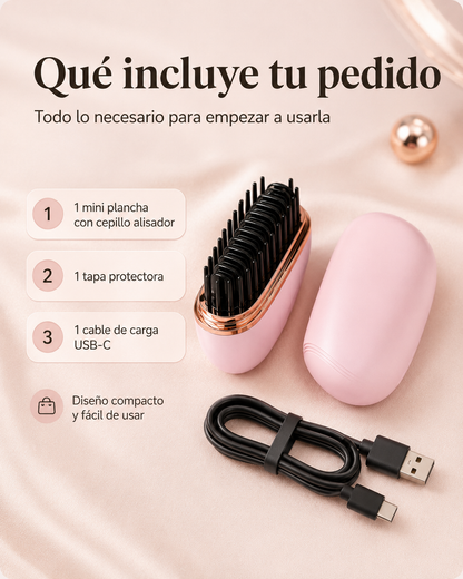Mini plancha de pelo portátil recargable